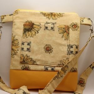 3in1 Shoulder Crossbody Backpack (handmade) "Sunflower Bee"